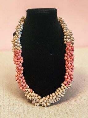 Teng Yue Pink & Cream Multi-Strand Beaded Necklace